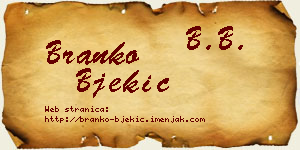 Branko Bjekić vizit kartica